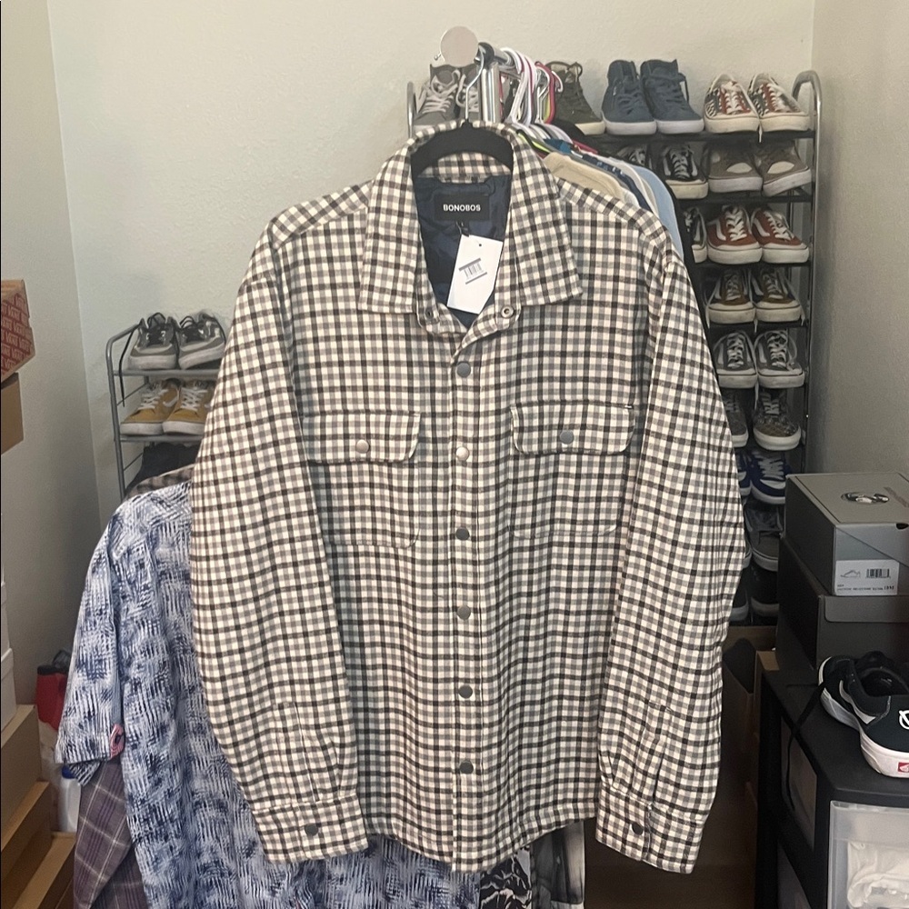 Bonobos Black White and Gray Filled Shirt Jacket